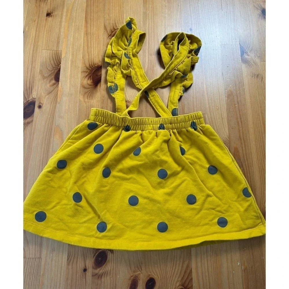 Girls Wonder Nation Mustard Polka Dot Suspender Dress Size 4T